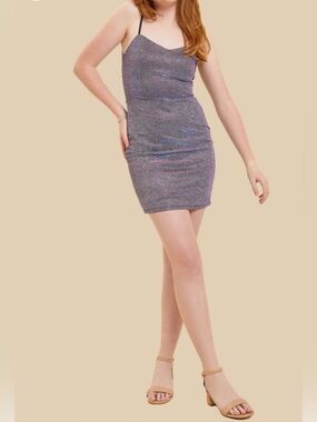 Un Deux Trois UDT Purple Glitter Bodycon Mini Dress, Girls Size 16, Worn Once!